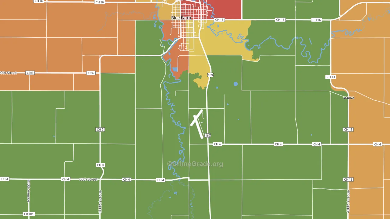 Dell, MN Map of Vandalism Rates