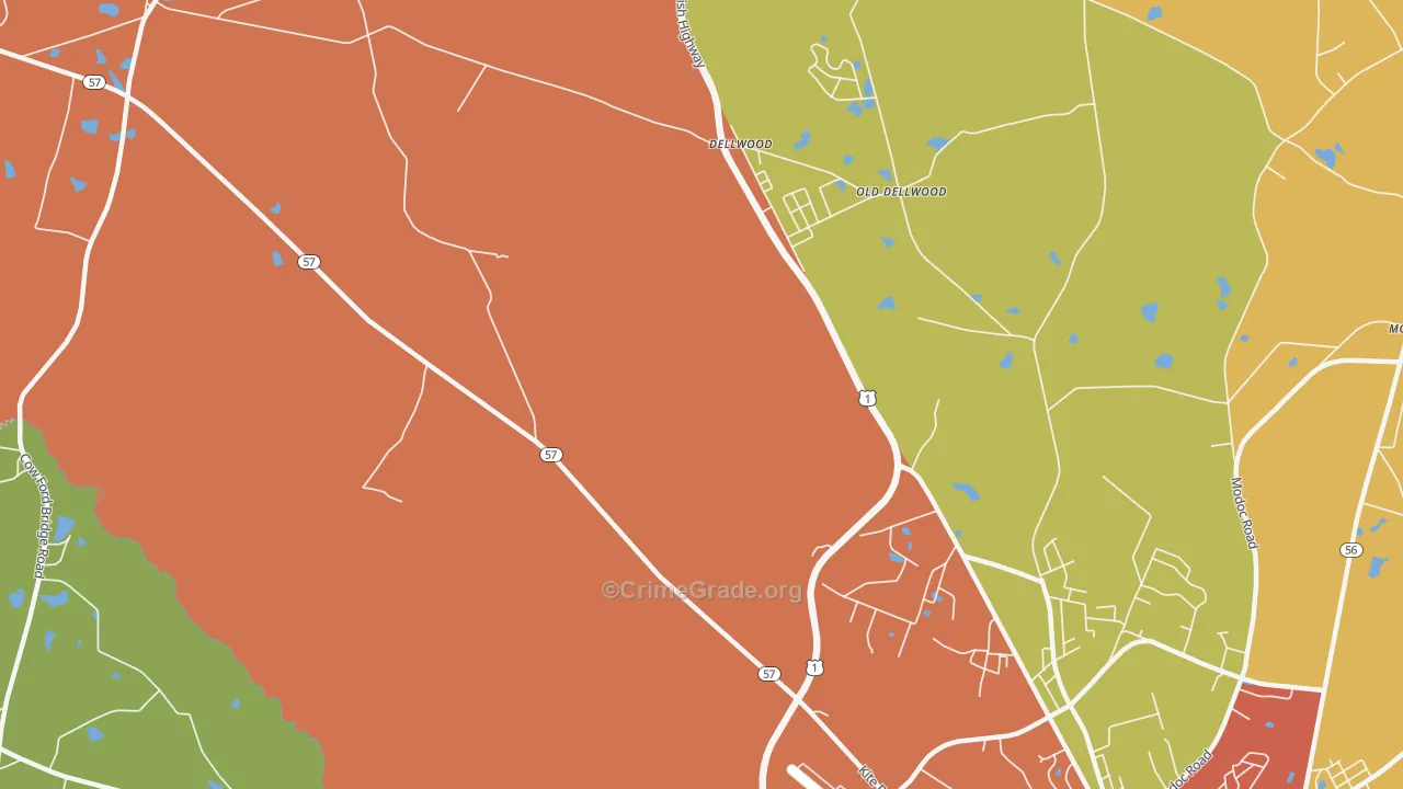Dellwood, GA Map of Vandalism Rates