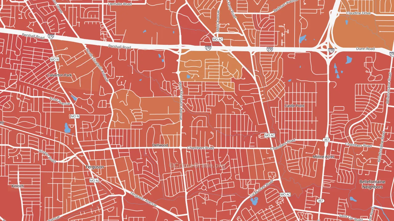 Dellwood, MO Map of Vandalism Rates