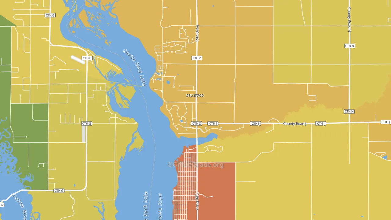 Dellwood, WI Map of Vandalism Rates