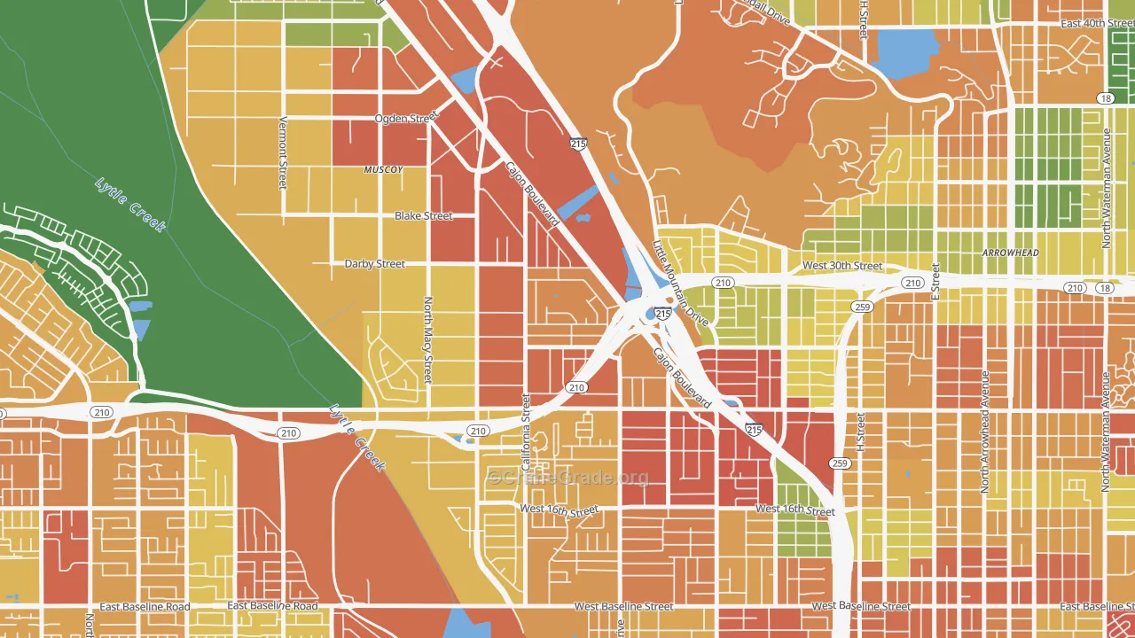 Delman, San Bernardino, CA Map of Vandalism Rates