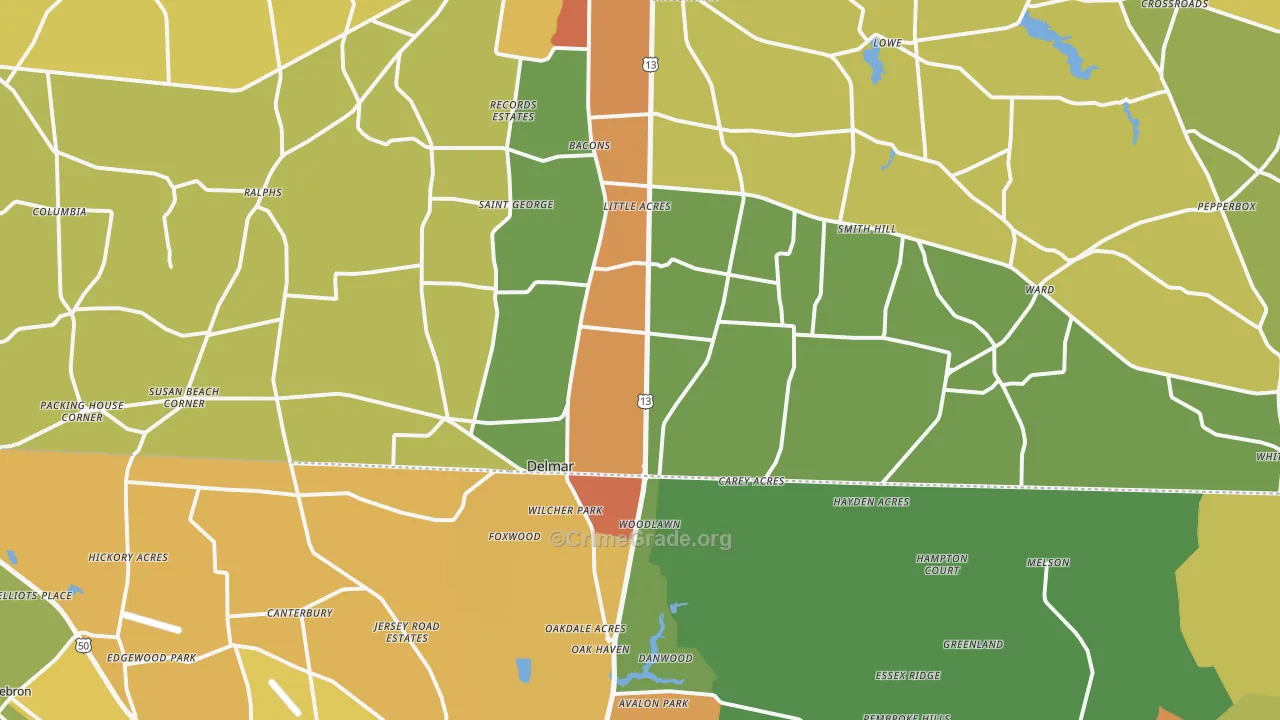 Delmar, DE Map of Vandalism Rates