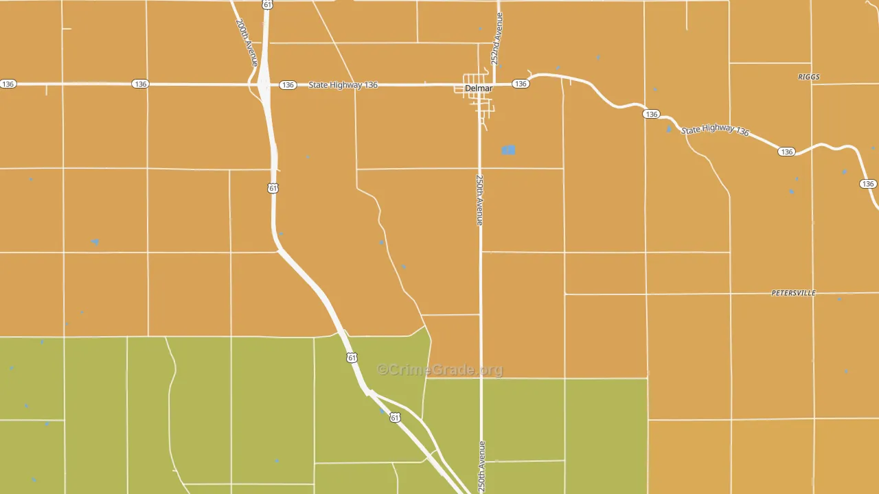 Delmar, IA Map of Vandalism Rates