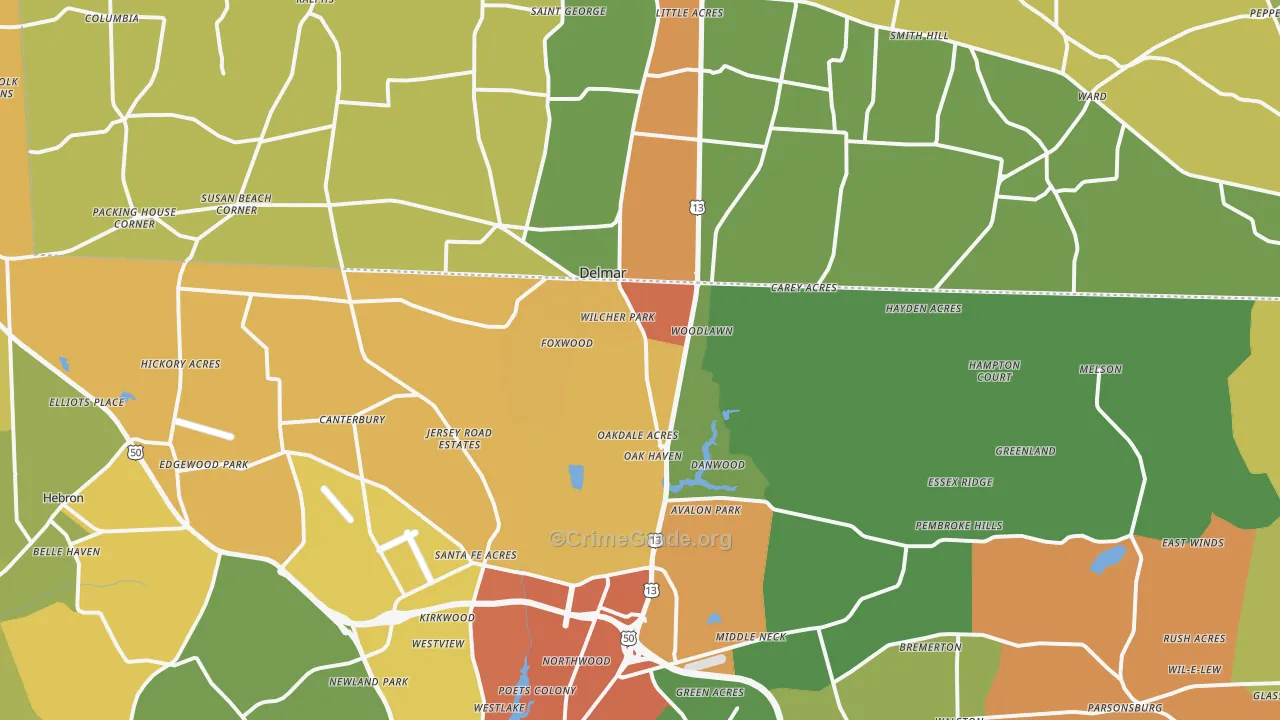 Delmar, MD Map of Vandalism Rates
