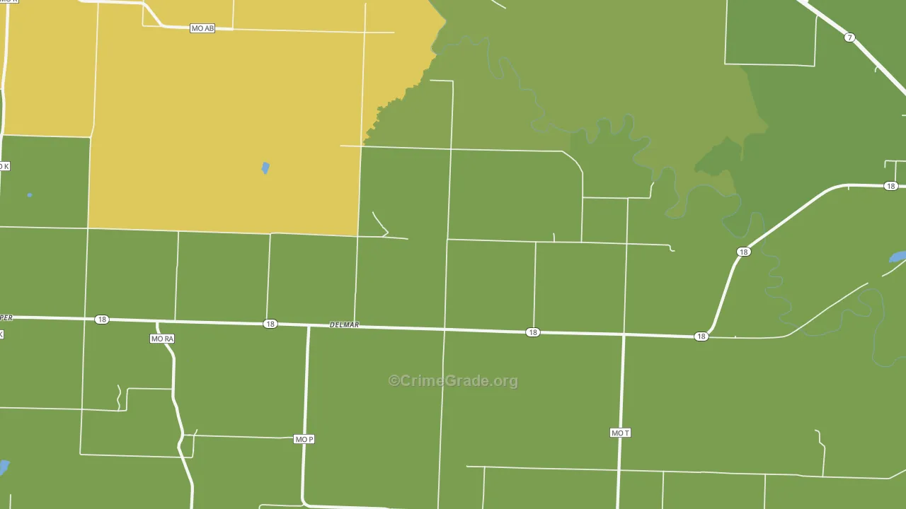 Delmar, MO Map of Vandalism Rates