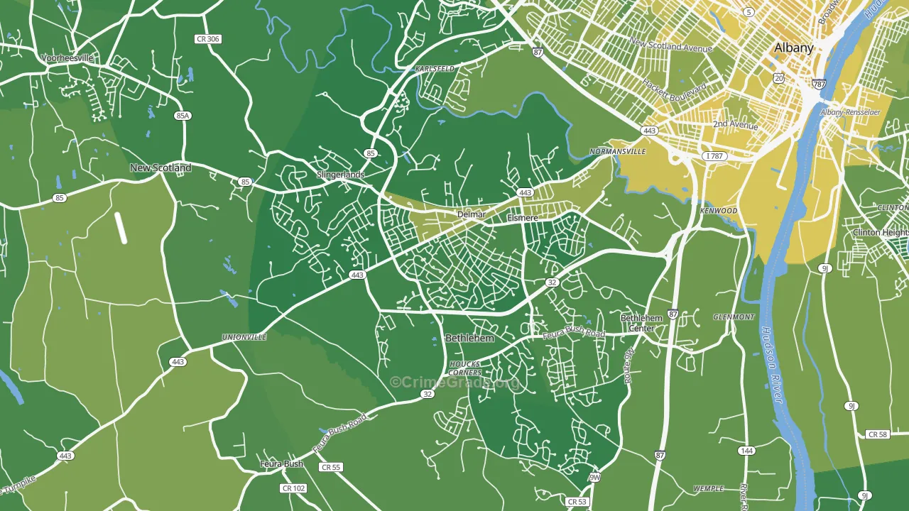 Delmar, NY Map of Vandalism Rates
