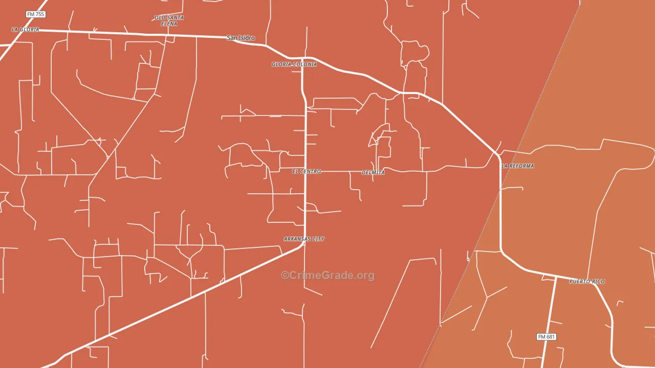 Delmita, TX Map of Vandalism Rates