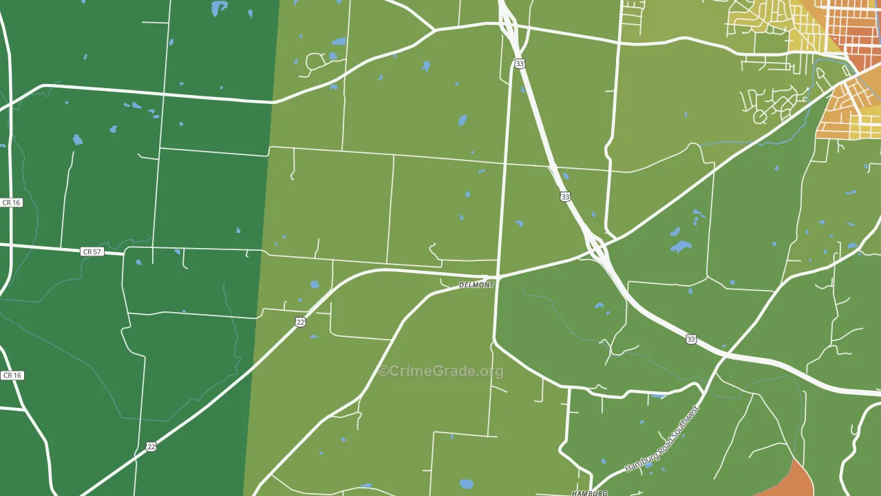 Delmont, OH Map of Vandalism Rates