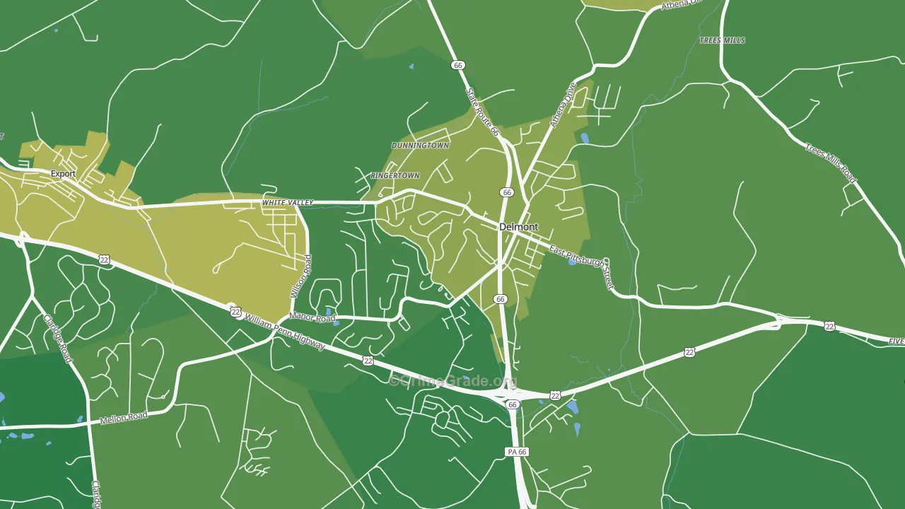 Delmont, PA Map of Vandalism Rates
