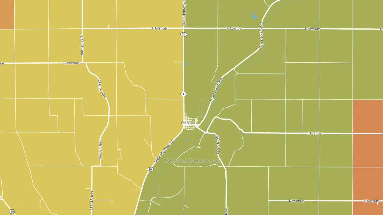 Deloit, IA Map of Vandalism Rates