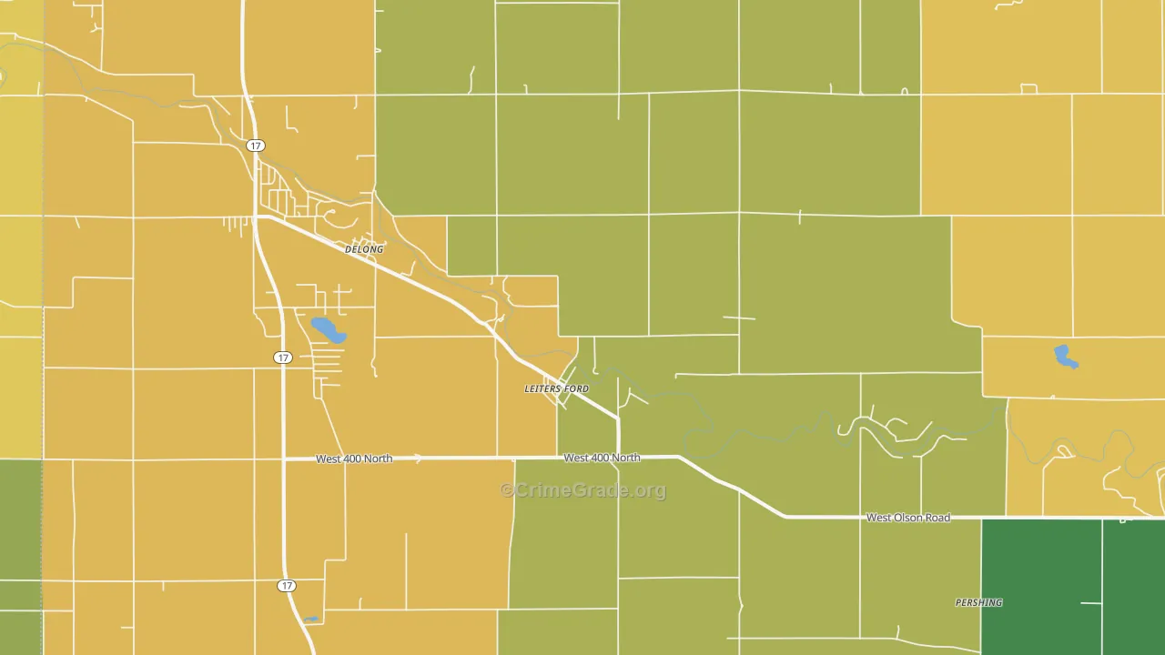Delong, IN Map of Vandalism Rates