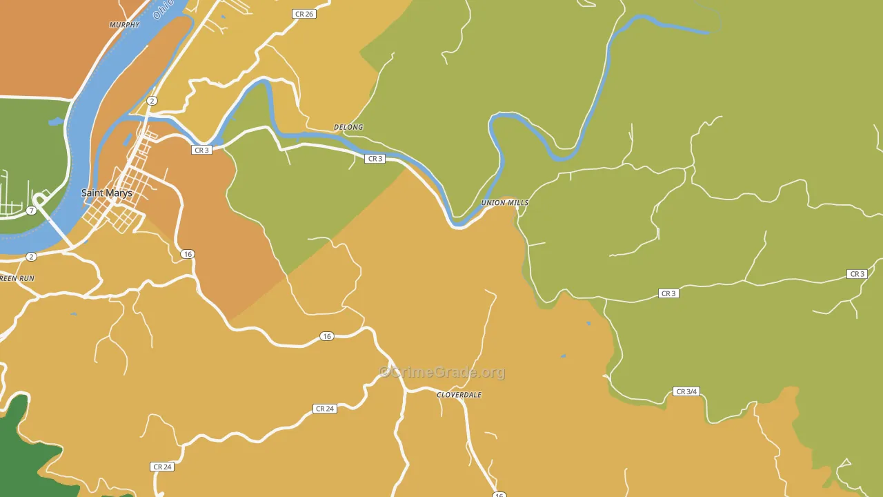 Delong, WV Map of Vandalism Rates
