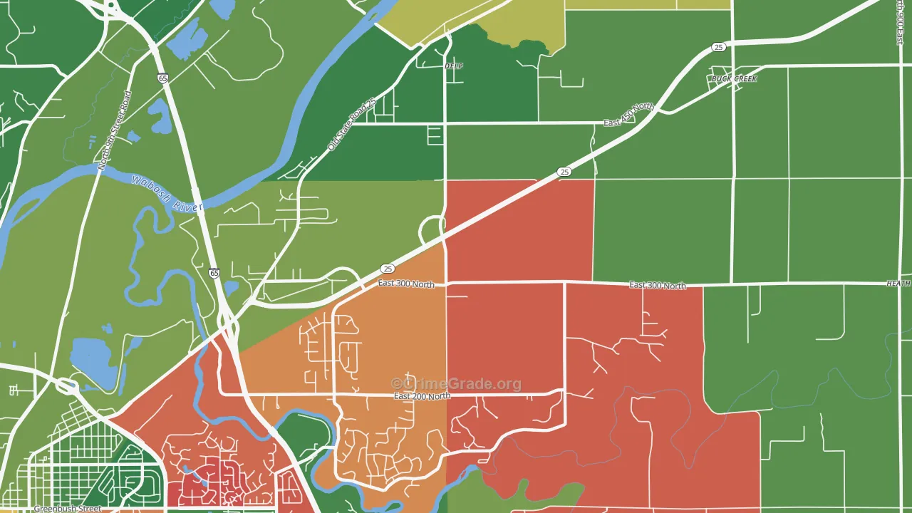 Delp, IN Map of Vandalism Rates
