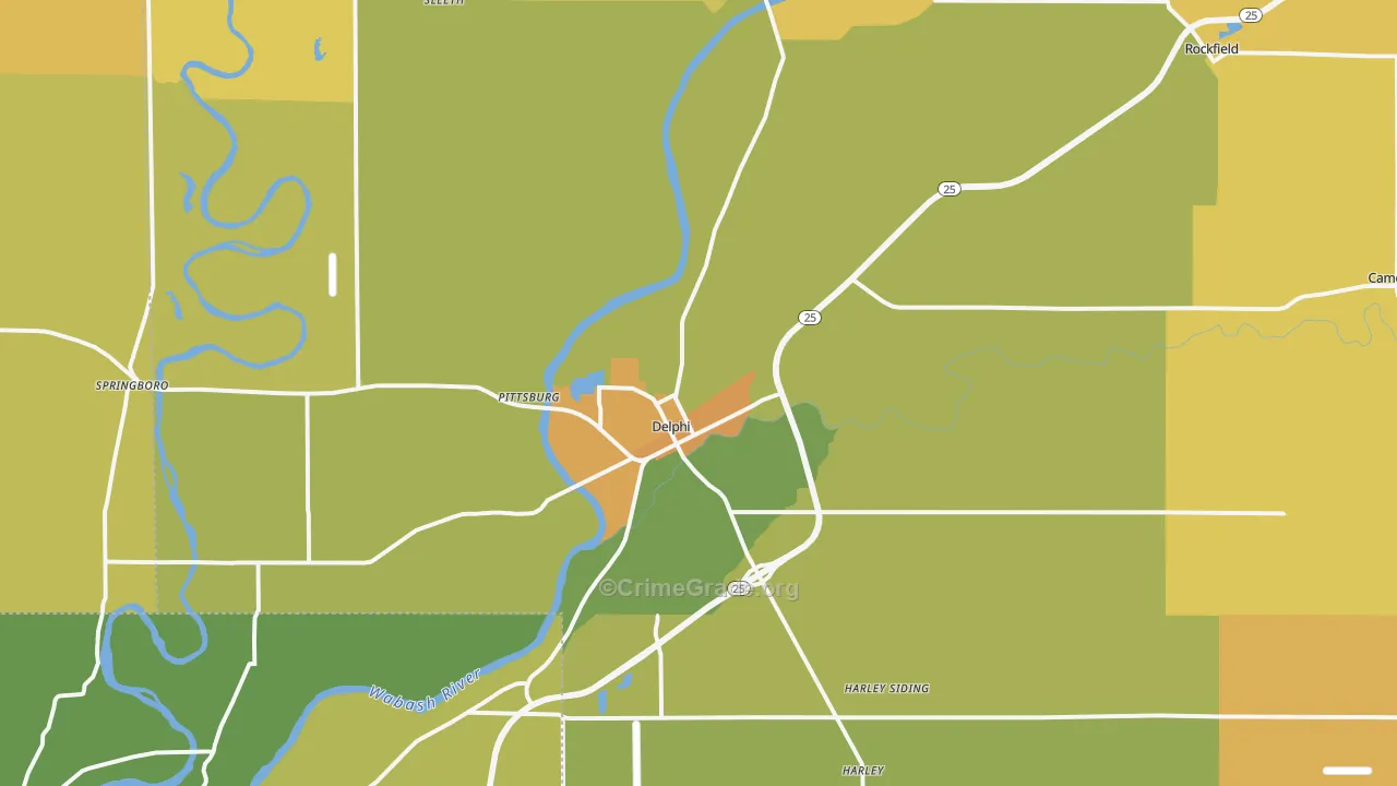 Delphi, IN Map of Vandalism Rates