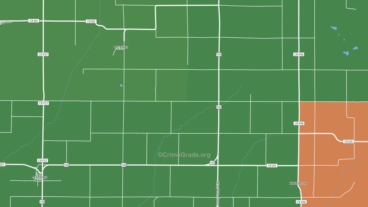 Delphos, IA Map of Vandalism Rates