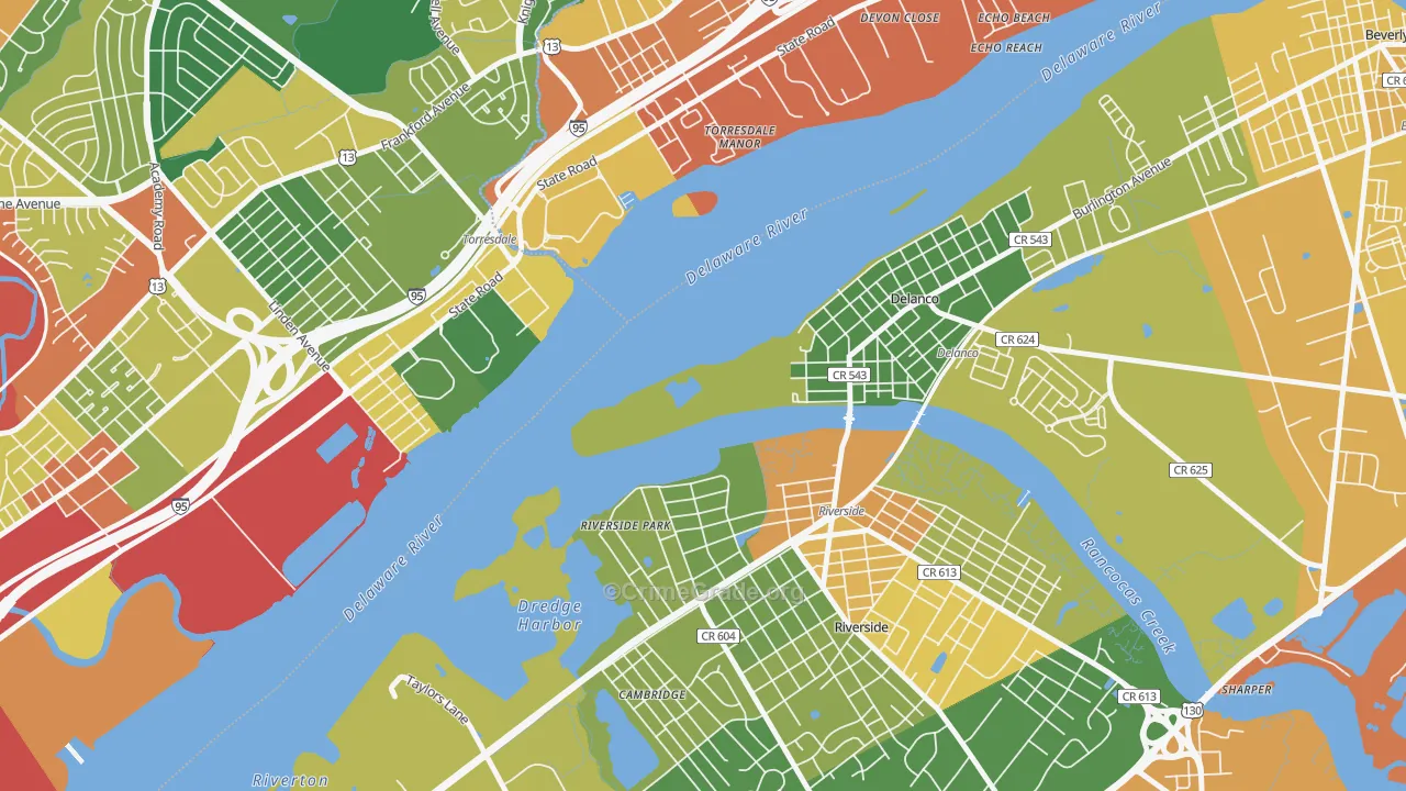 Delran, NJ Map of Vandalism Rates
