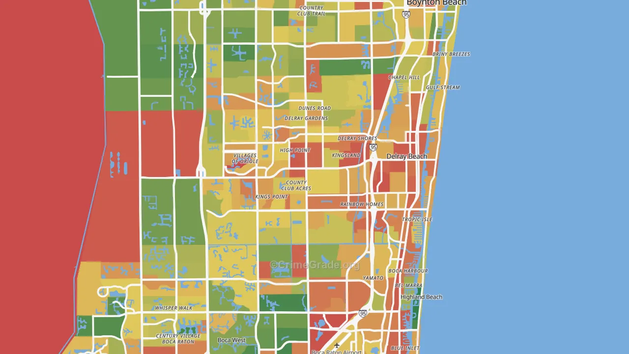 Delray Beach, FL Map of Vandalism Rates