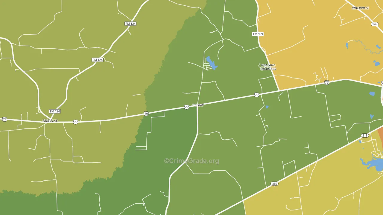 Delray, TX Map of Vandalism Rates