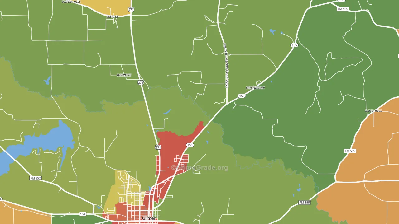 Delrose, TX Map of Vandalism Rates
