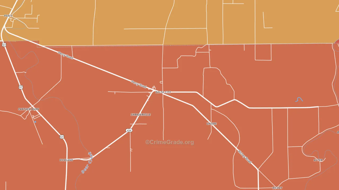 Delta City, MS Map of Vandalism Rates