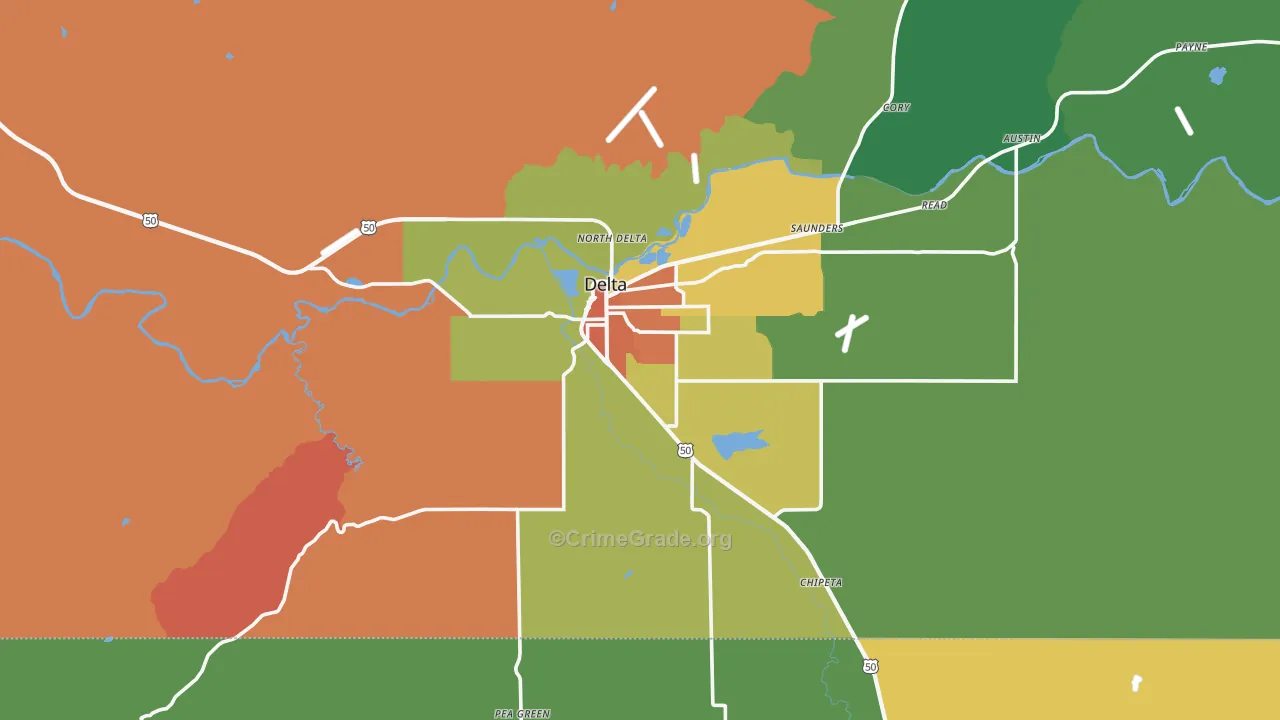 Delta, CO Map of Vandalism Rates