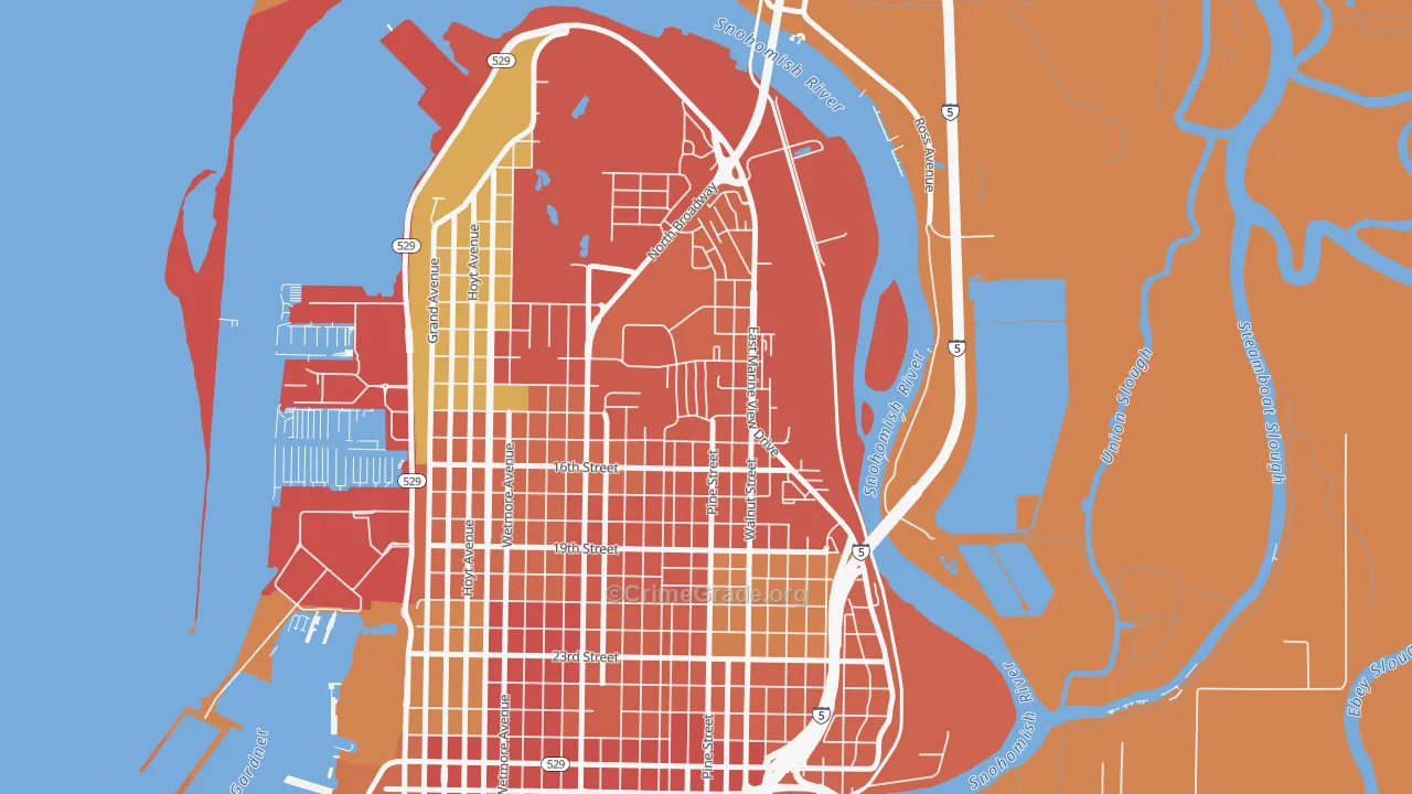 Delta, Everett, WA Map of Vandalism Rates