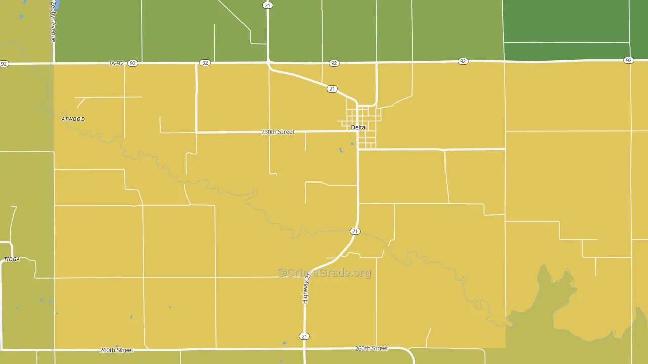 Delta, IA Map of Vandalism Rates