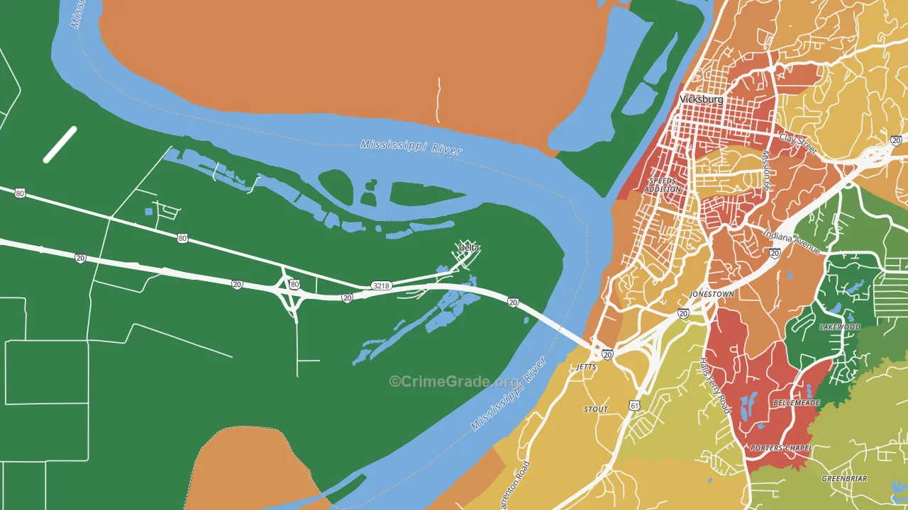 Delta, LA Map of Vandalism Rates