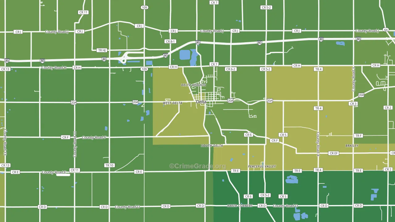 Delta, OH Map of Vandalism Rates