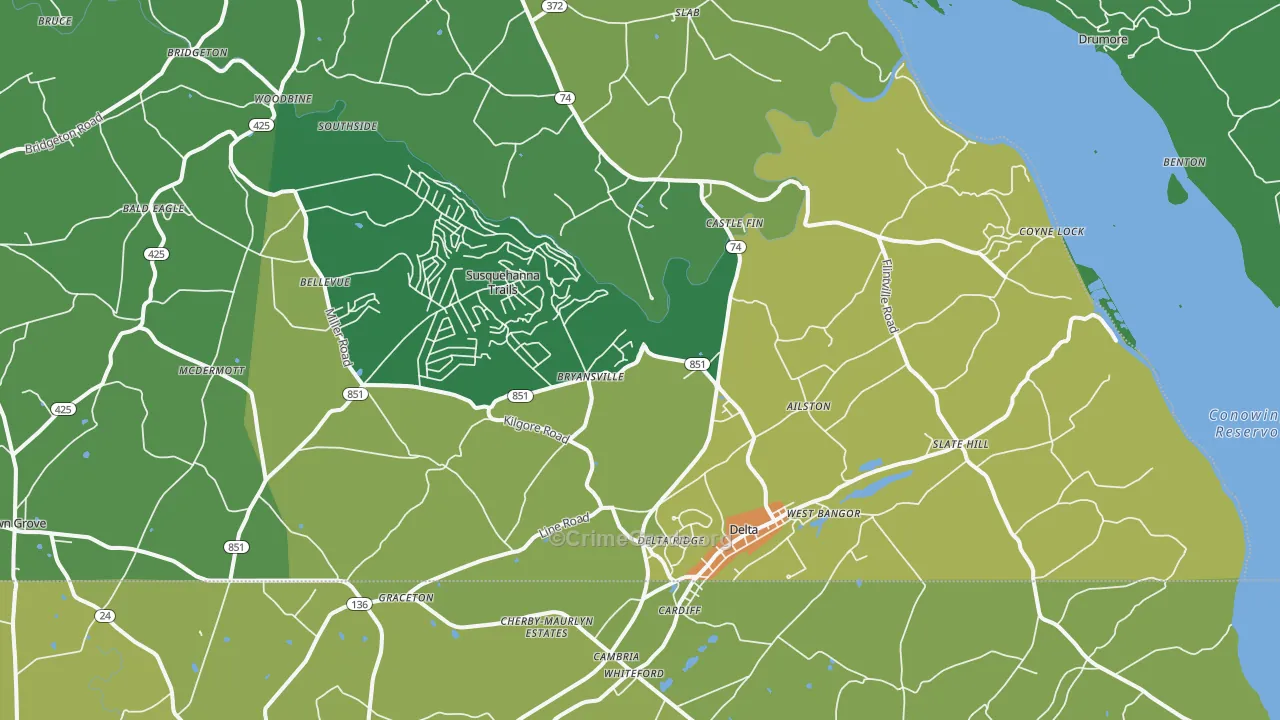 Delta, PA Map of Vandalism Rates