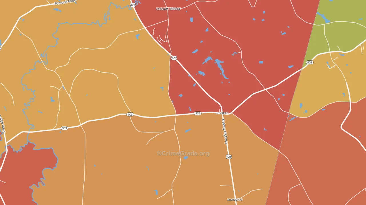 Delway, NC Map of Vandalism Rates