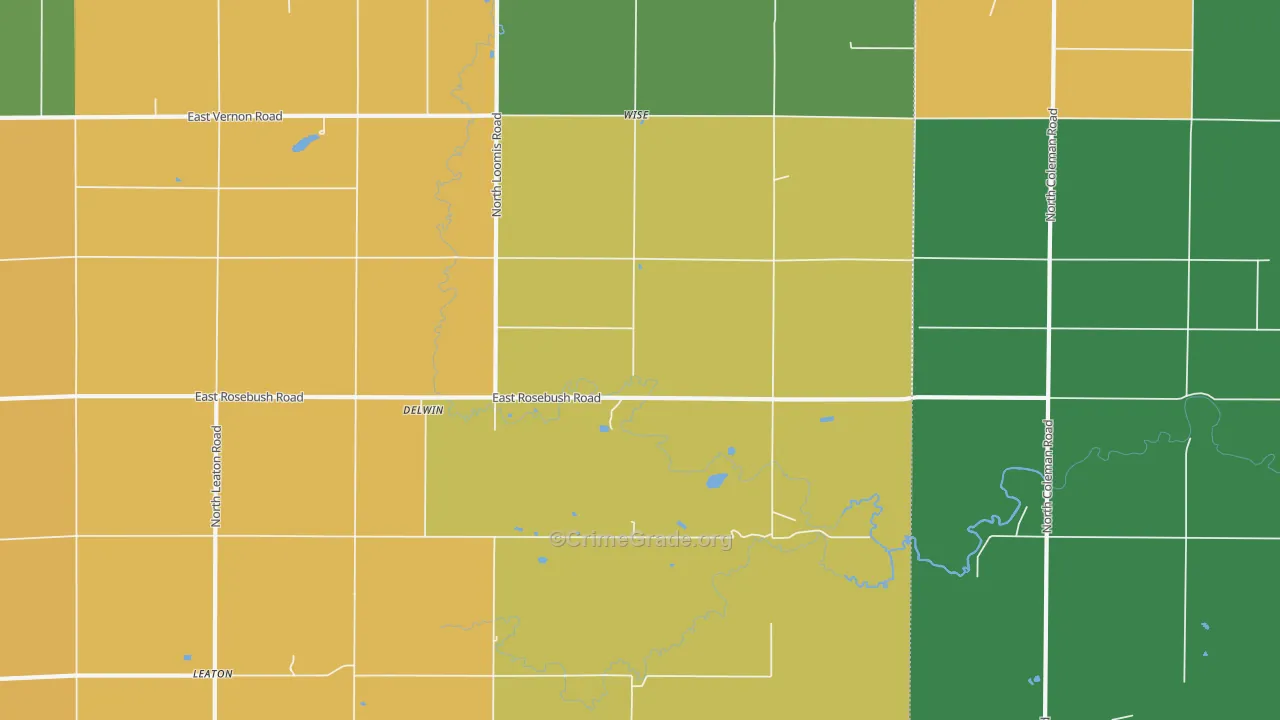 Delwin, MI Map of Vandalism Rates
