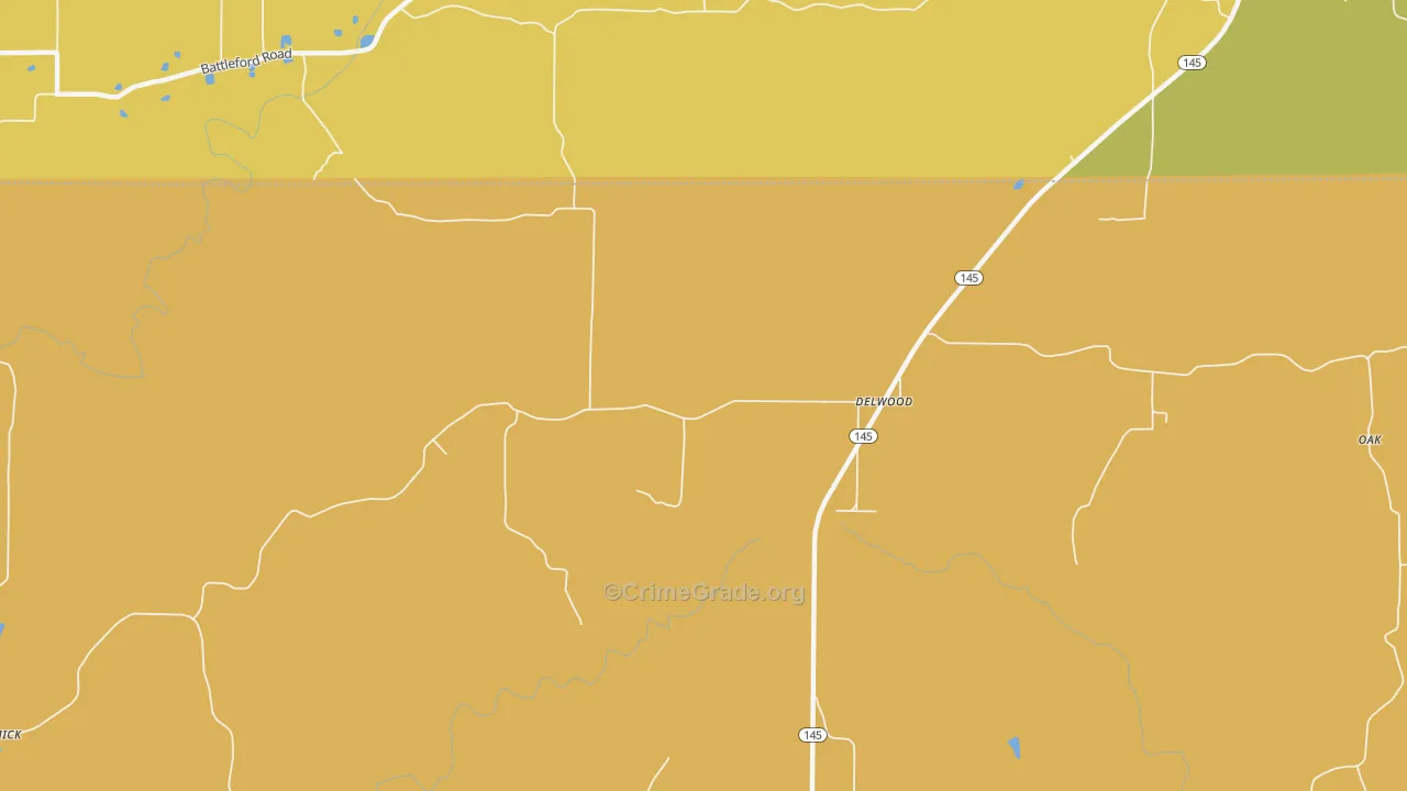 Delwood, IL Map of Vandalism Rates
