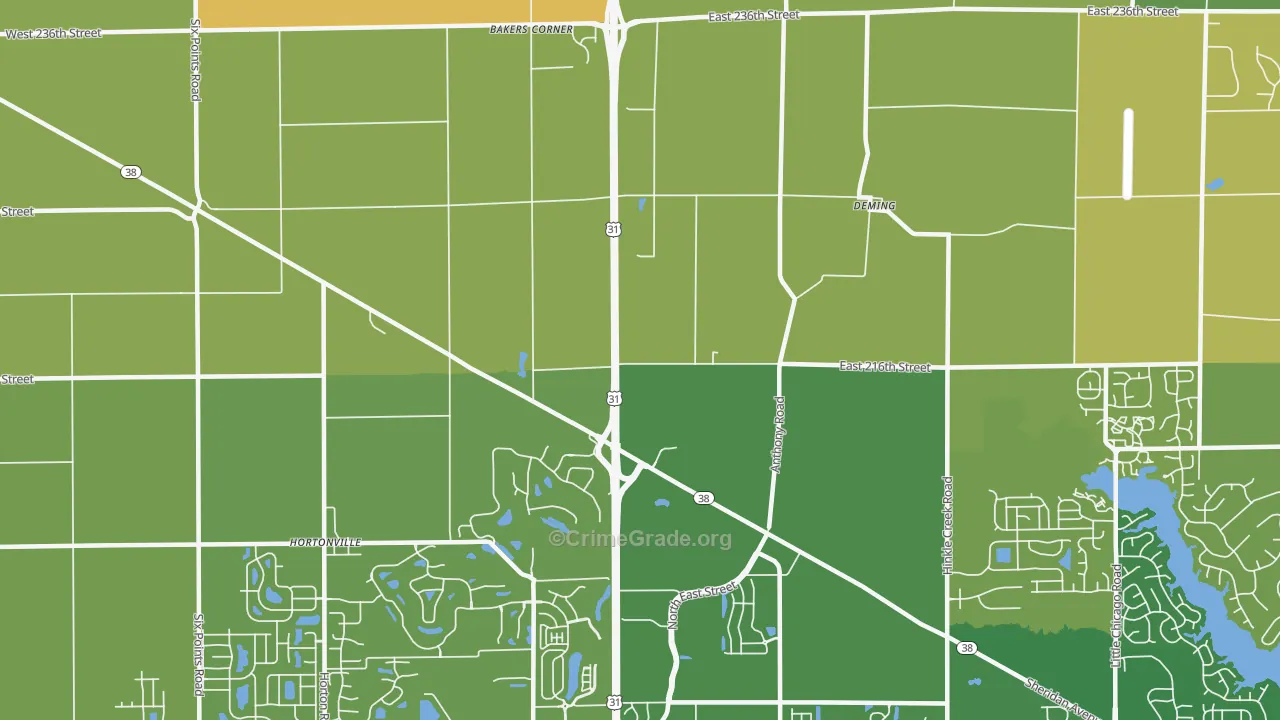 Deming, IN Map of Vandalism Rates