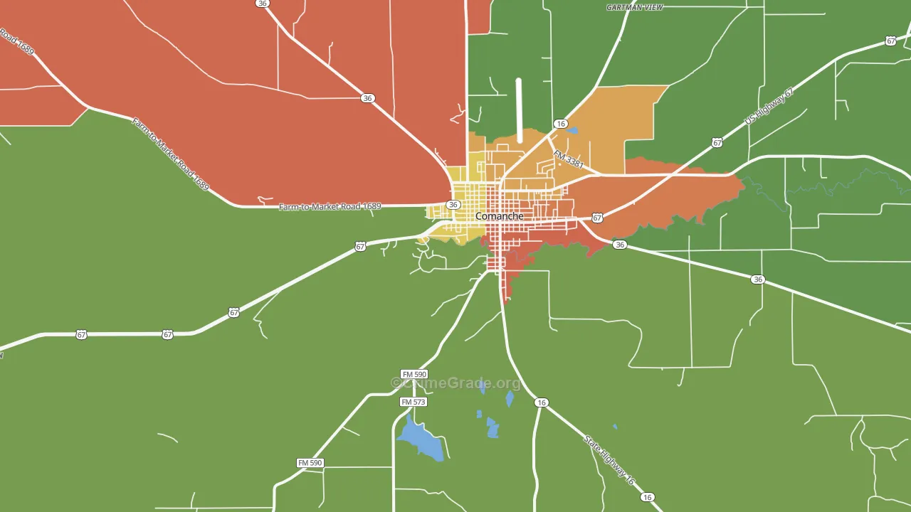 Democrat, TX Map of Vandalism Rates