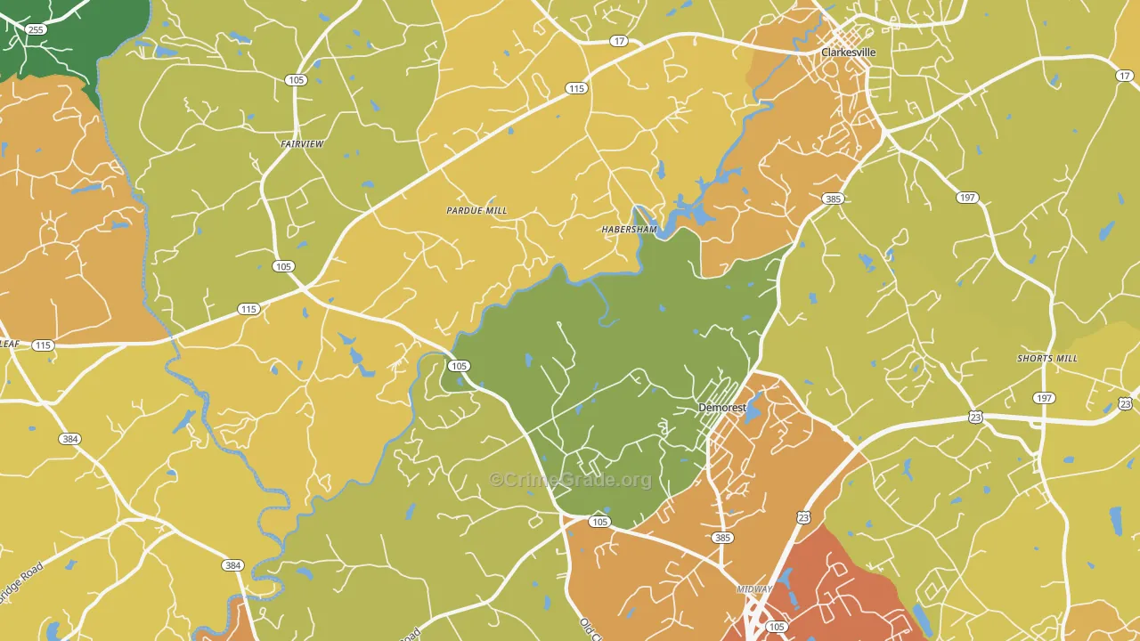 Demorest, GA Map of Vandalism Rates