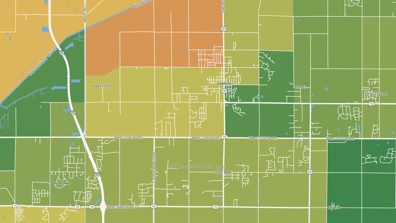 DeMotte, IN Map of Vandalism Rates