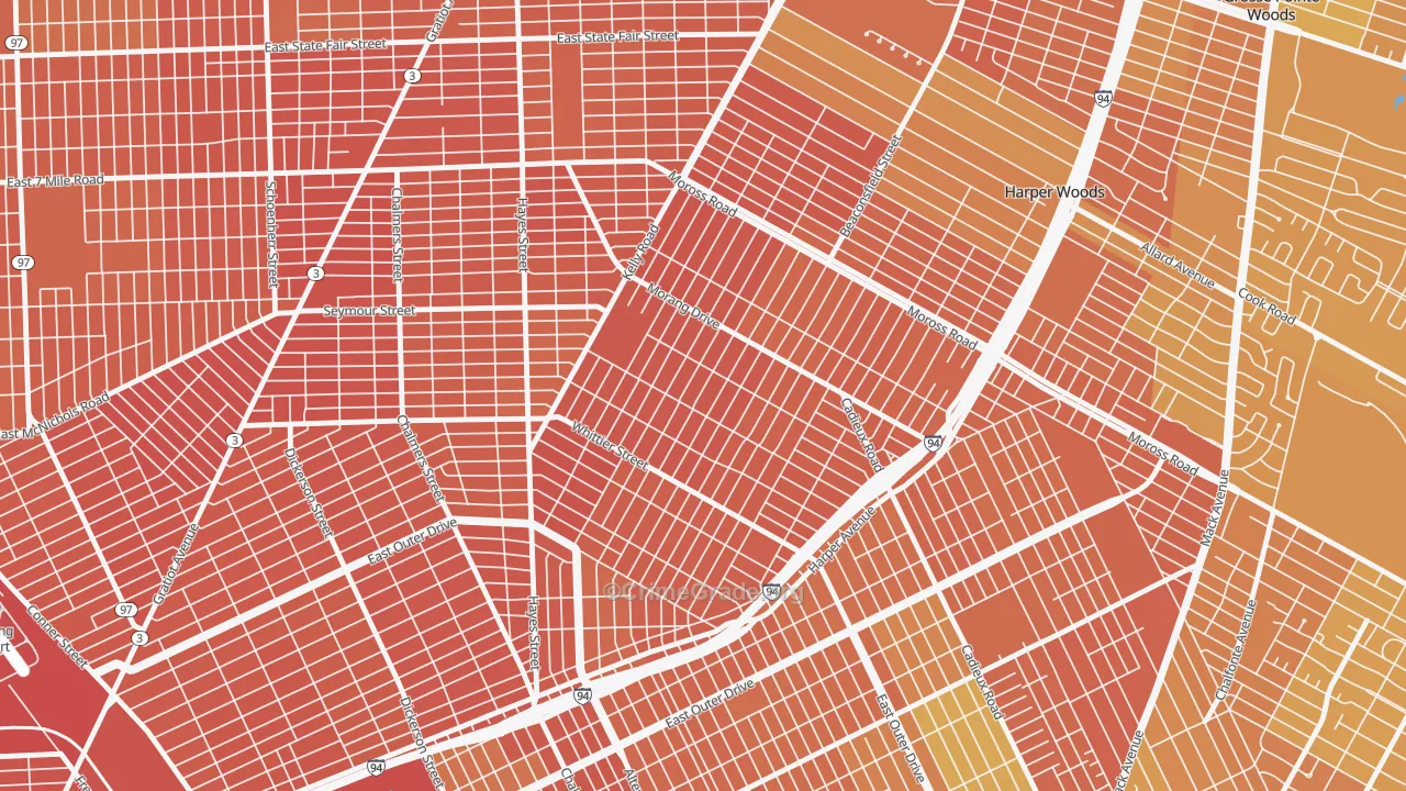 Denby, Detroit, MI Map of Vandalism Rates