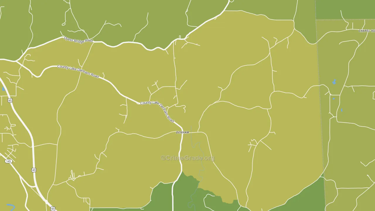 Denham, MS Map of Vandalism Rates