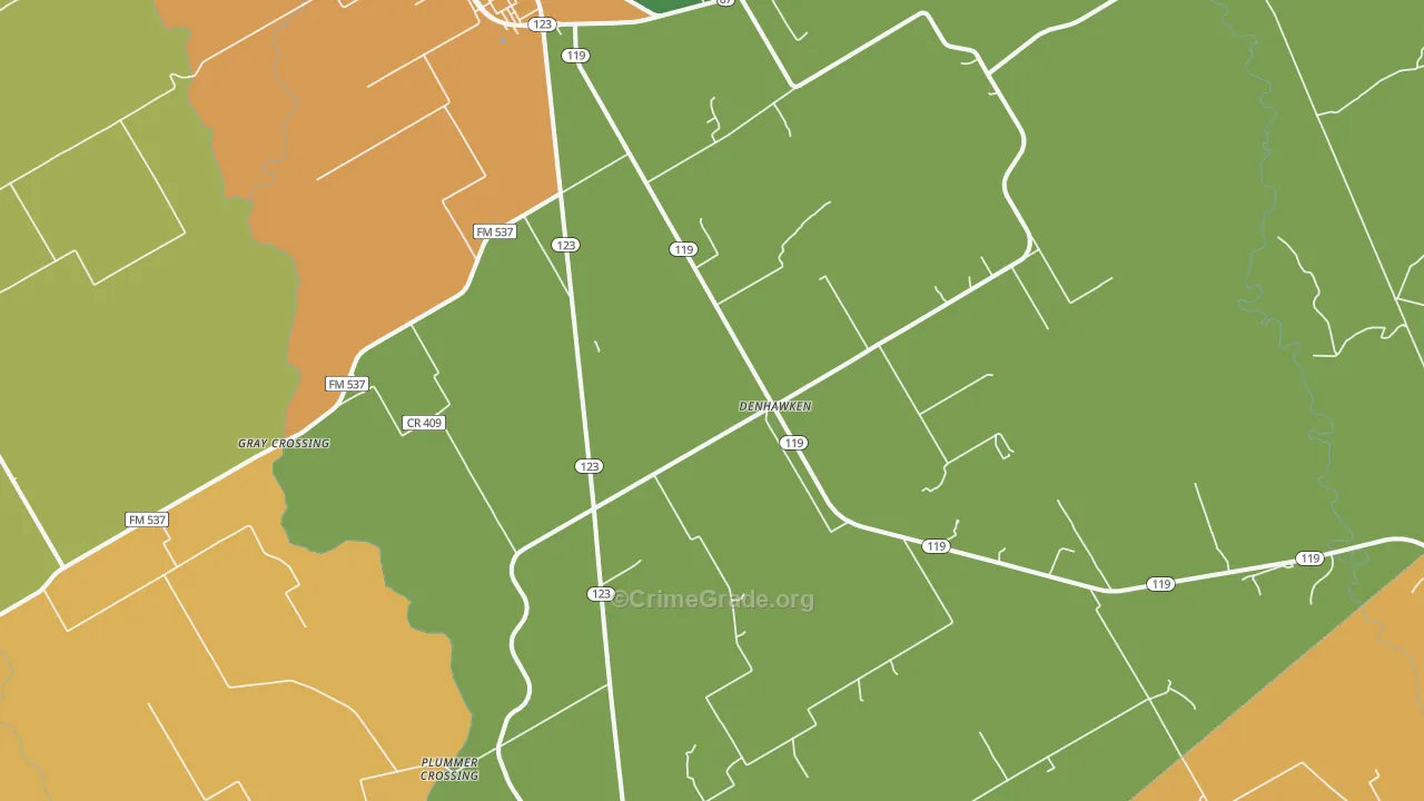 Denhawken, TX Map of Vandalism Rates