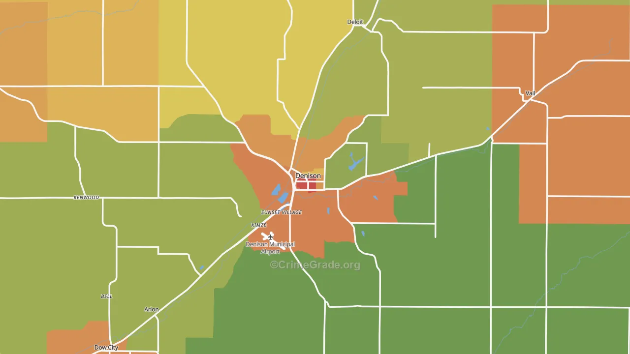 Denison, IA Map of Vandalism Rates