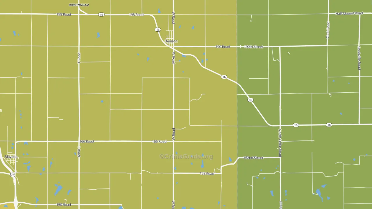 Denison, KS Map of Vandalism Rates