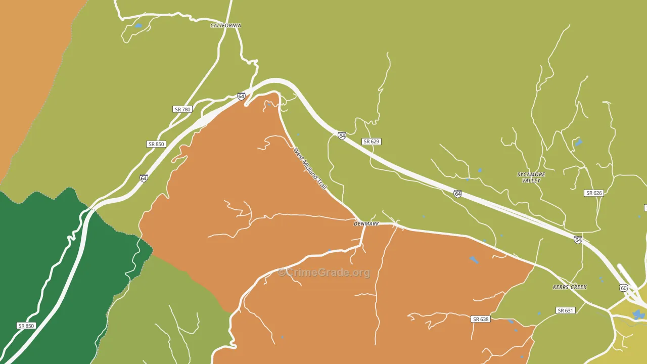 Denmark, VA Map of Vandalism Rates