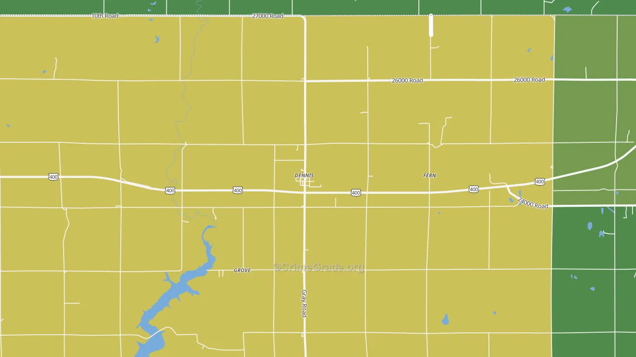 Dennis, KS Map of Vandalism Rates