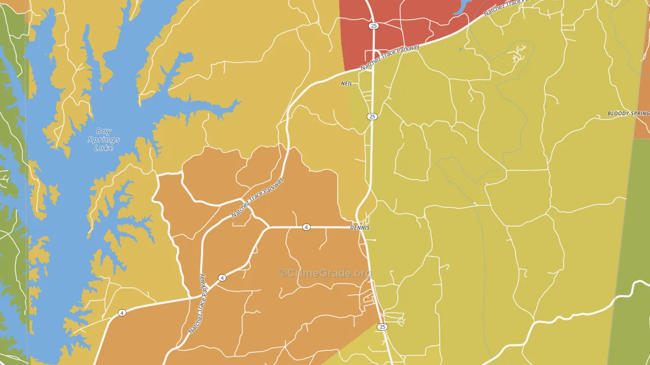 Dennis, MS Map of Vandalism Rates