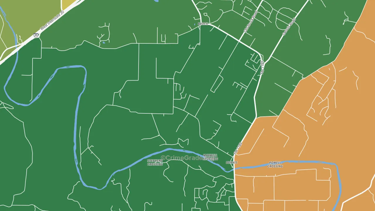 Dennis, TX Map of Vandalism Rates