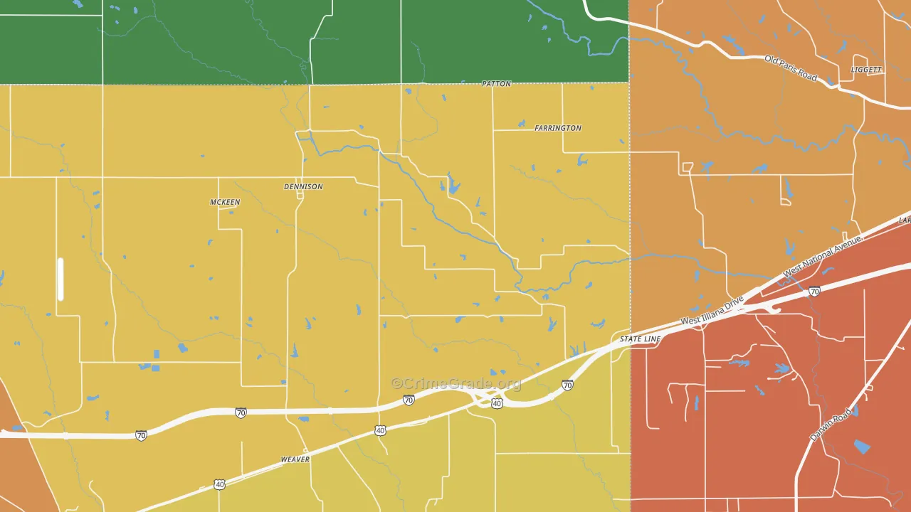 Dennison, IL Map of Vandalism Rates
