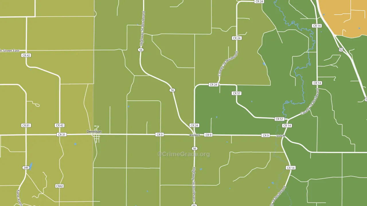 Dennison, MN Map of Vandalism Rates