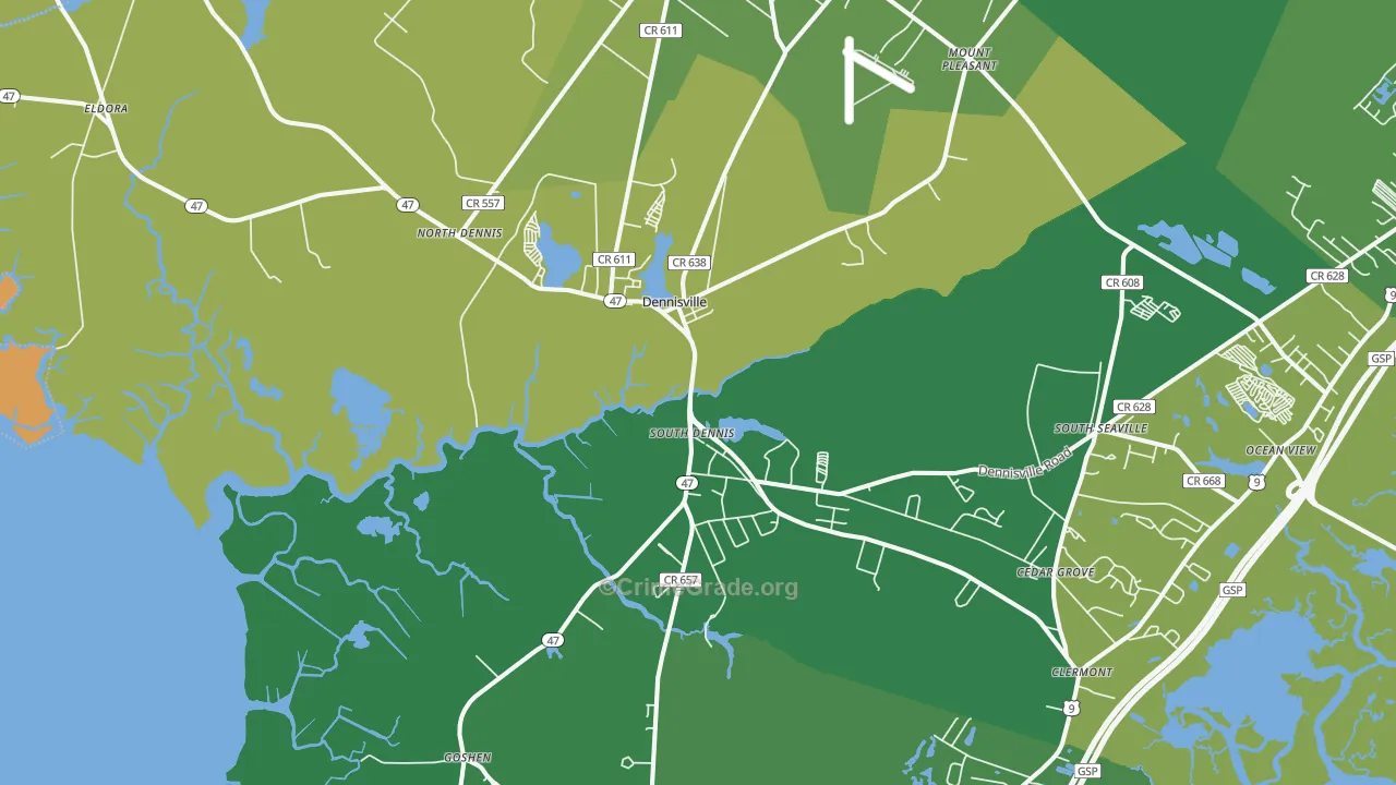 Dennisville, NJ Map of Vandalism Rates