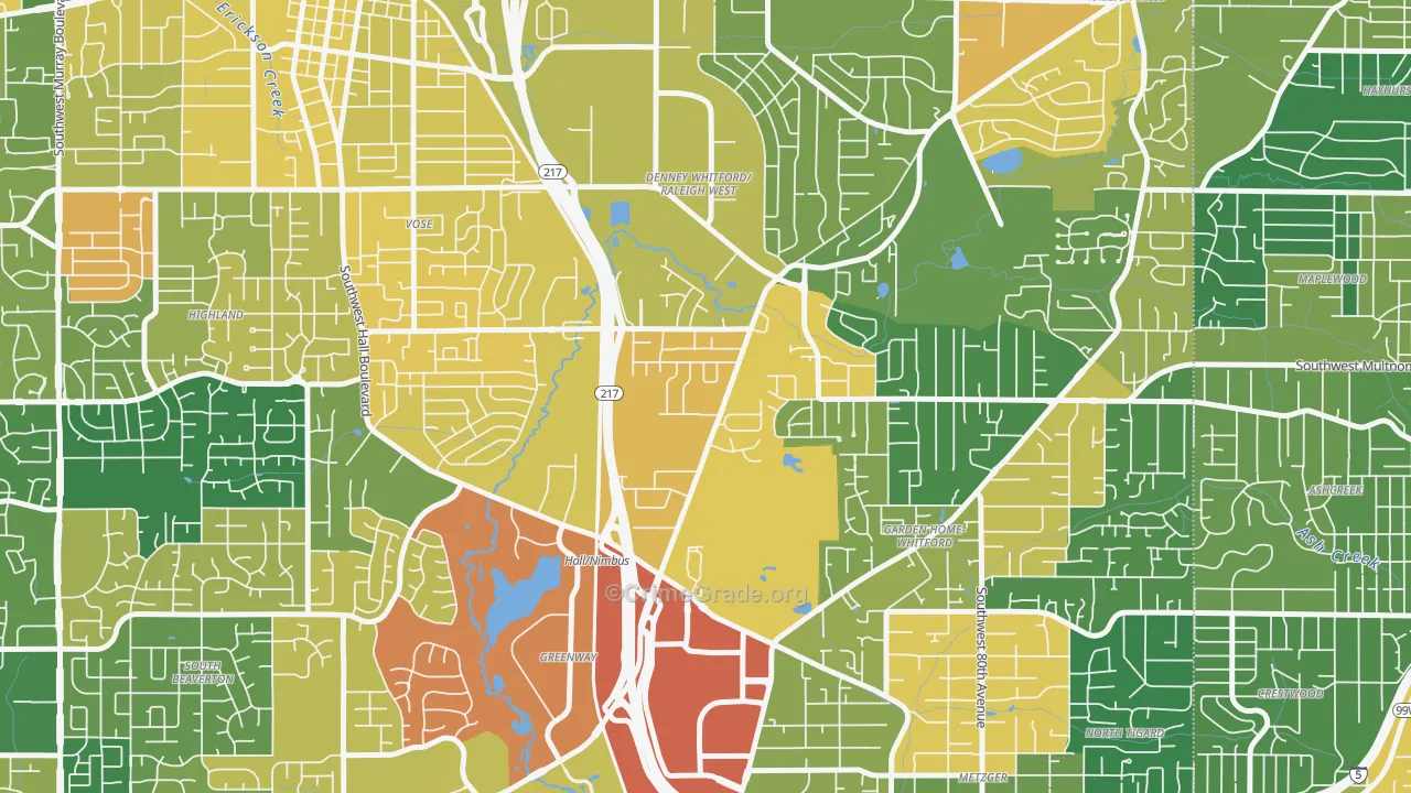 Denny Whitford, Beaverton, OR Map of Vandalism Rates